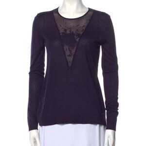Akris Cashmere Silk Sweater - size 8 - women's purple crewneck *Tiny FLAW*
